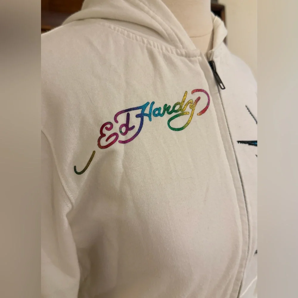 Ed Hardy Love Kills Slowly Heart white Zip-up Hoodie - Picture 6 of 13